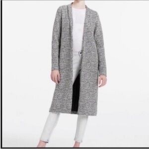 CALVIN KLEIN Black and White Melange Long Coat